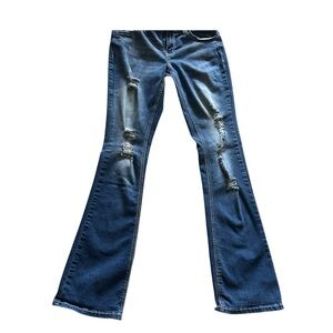 HYDRAULIC Distressed Flare Jeans Juniors Blue Denim‎ Trendy Ripped Y2K Style